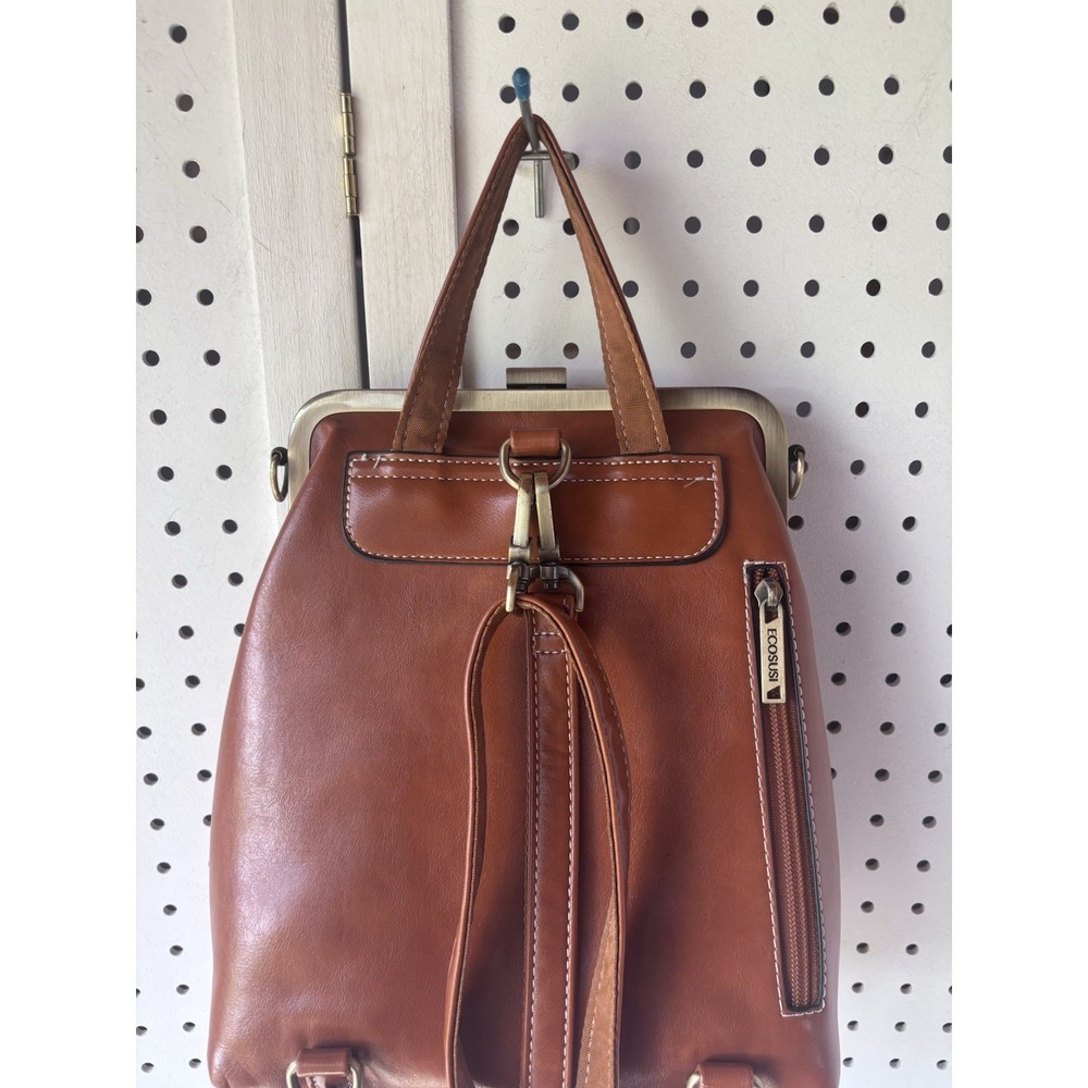 ECOSUSI Brown Backpack Crossbody Convertible Purse Bag Satchel Handbag - Picture 6 of 8